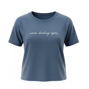 Travis Mathew Tiny Bubbles Never Drinking Again Graphic Tee Heather Blue NWT